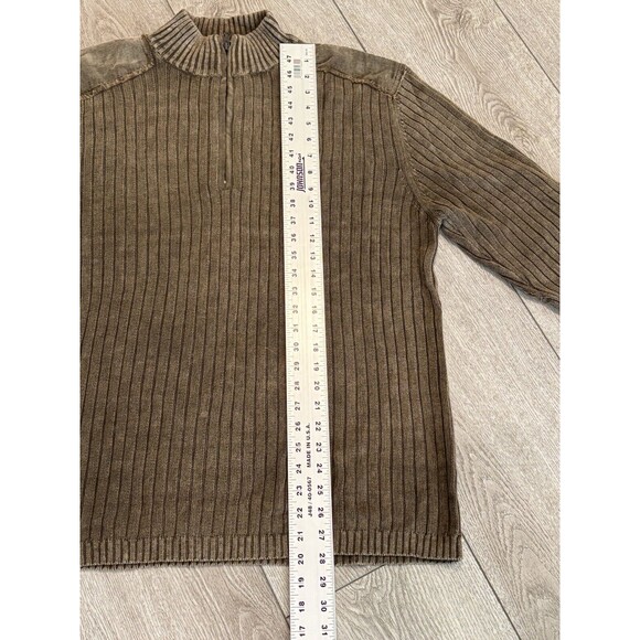 Buckle BKE Mens XXL 2XL Half Zip Pullover Patched Distressed Sweater Brown - Picture 6 of 8